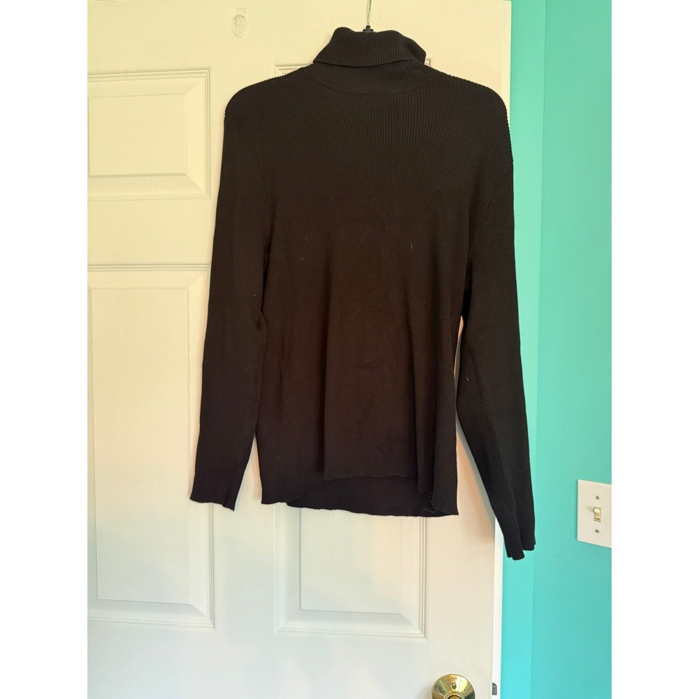 Chicos‎ Black Ribbed Turtleneck Sweater Long Sleeve Rayon Blend Size 3 XL